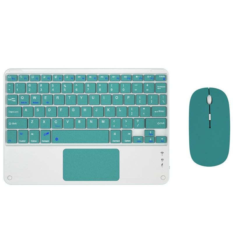 Portable 9.7 Tablet Keyboard With Bluetooth Touchpad & Mouse Set For Ipad - Green + Mouse