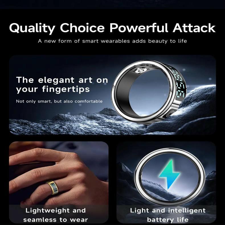 Smart Ring Hand Gestures Health Monitoring Sports Modes Size 12 - Silver