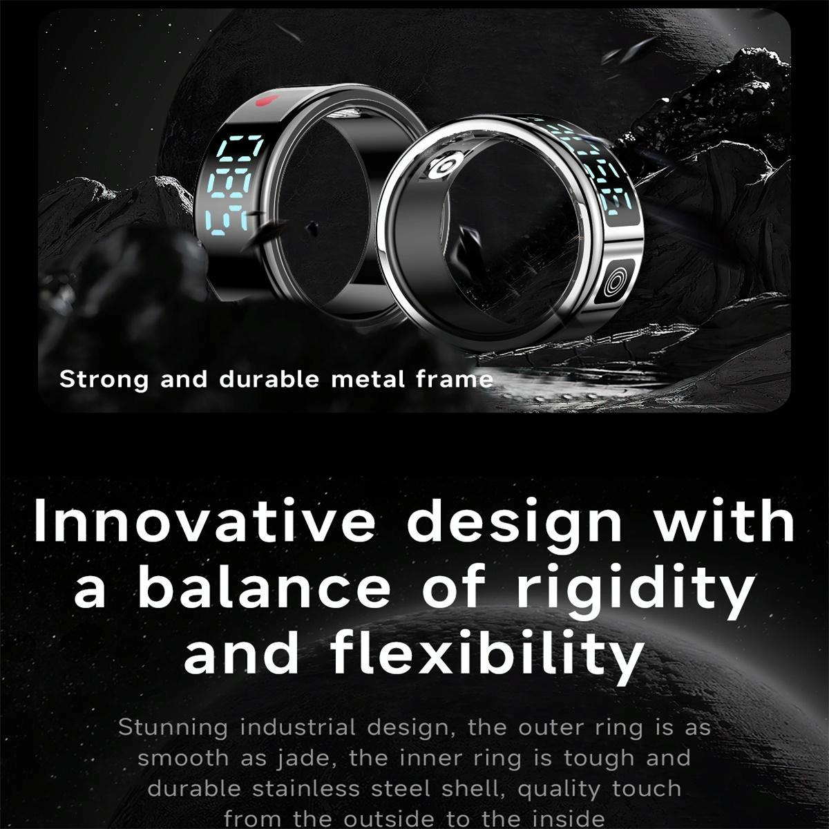 Smart Ring Hand Gestures Health Monitoring Sports Modes Size 12 - Silver