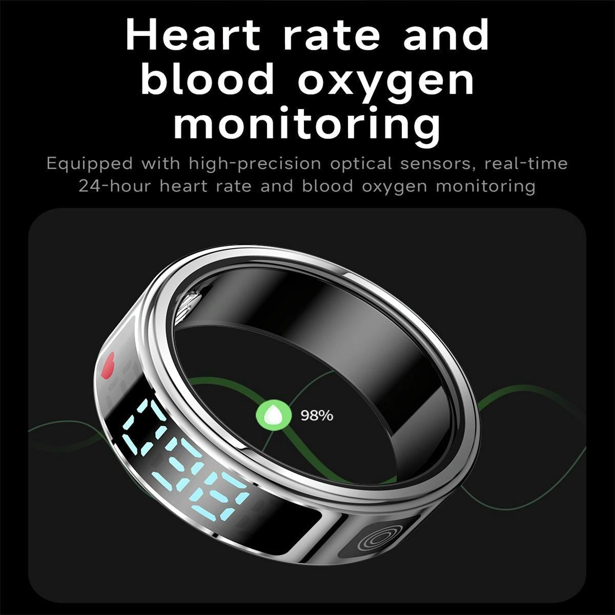 Smart Ring Hand Gestures Health Monitoring Sports Modes Size 12 - Silver