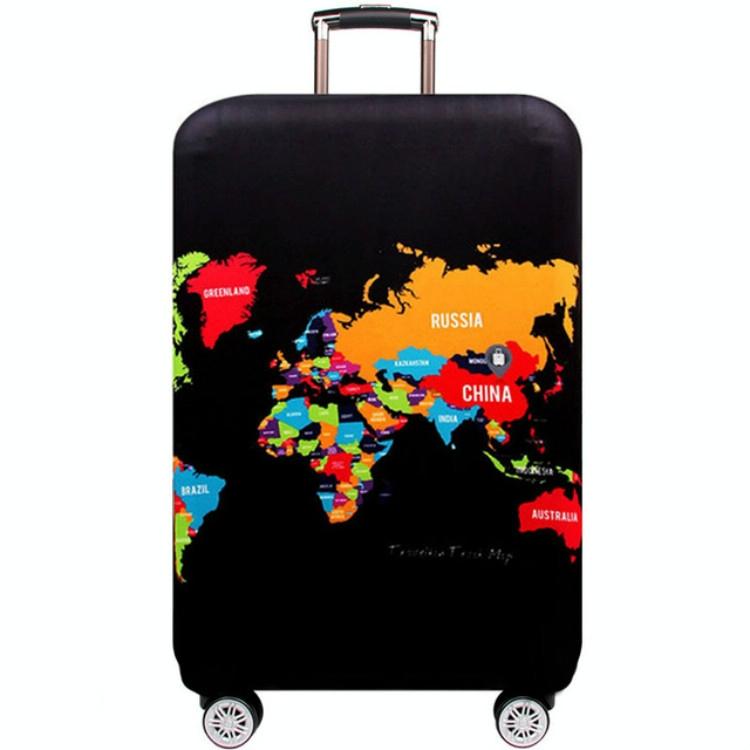 Protective Elastic Suitcase Cover - Fits 19-21 Inch Luggage - Dustproof & Scratch-Proof - English Map