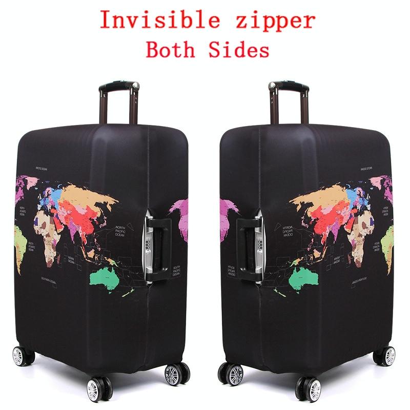 Protective Elastic Suitcase Cover - Fits 19-21 Inch Luggage - Dustproof & Scratch-Proof - English Map