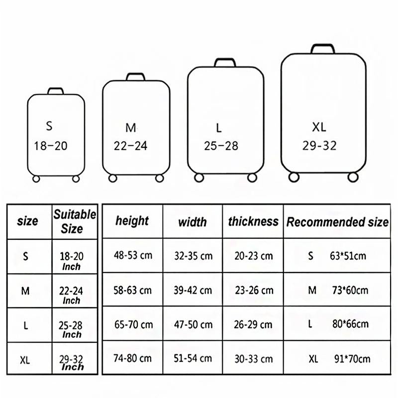 Protective Elastic Suitcase Cover - Fits 19-21 Inch Luggage - Dustproof & Scratch-Proof - English Map