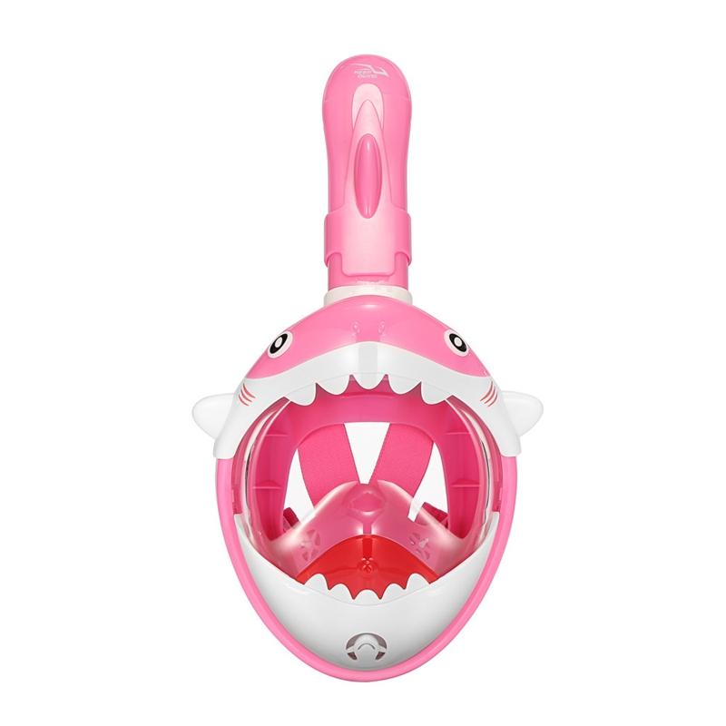 Full Dry Cartoon Kids Diving Mask For Snorkeling - Shark Pink