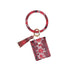 Snake Print Wrist Keychain Coin Purse Black Pu Leather Bracelet Card Case - Green