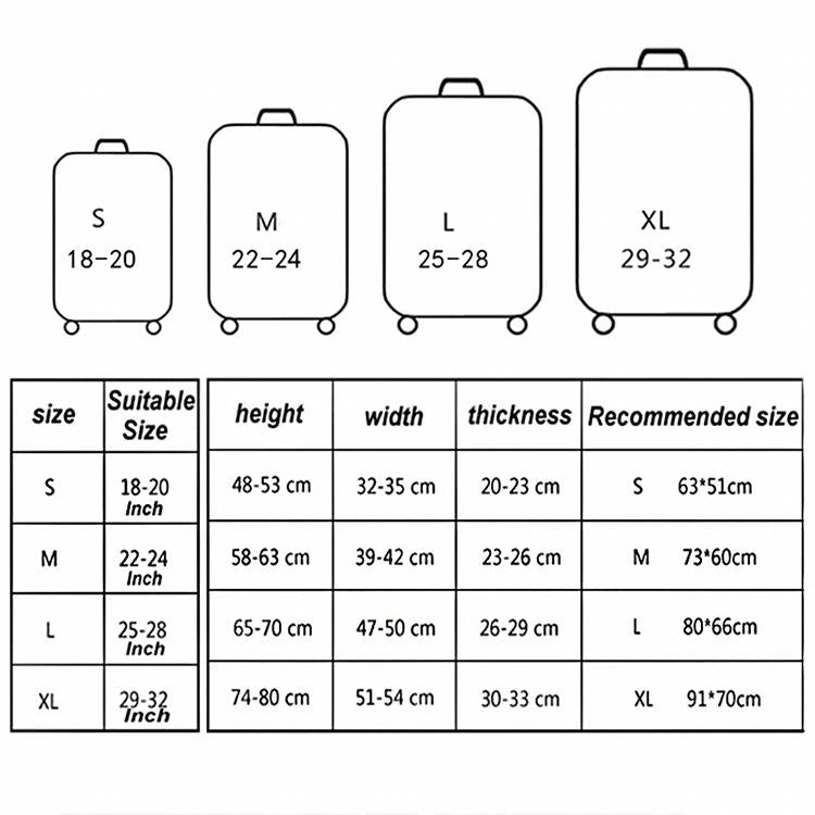 Protective Elastic Luggage Covers - 25-28 Inch - Resistant To Abrasion And Dust - Gradient Ripple