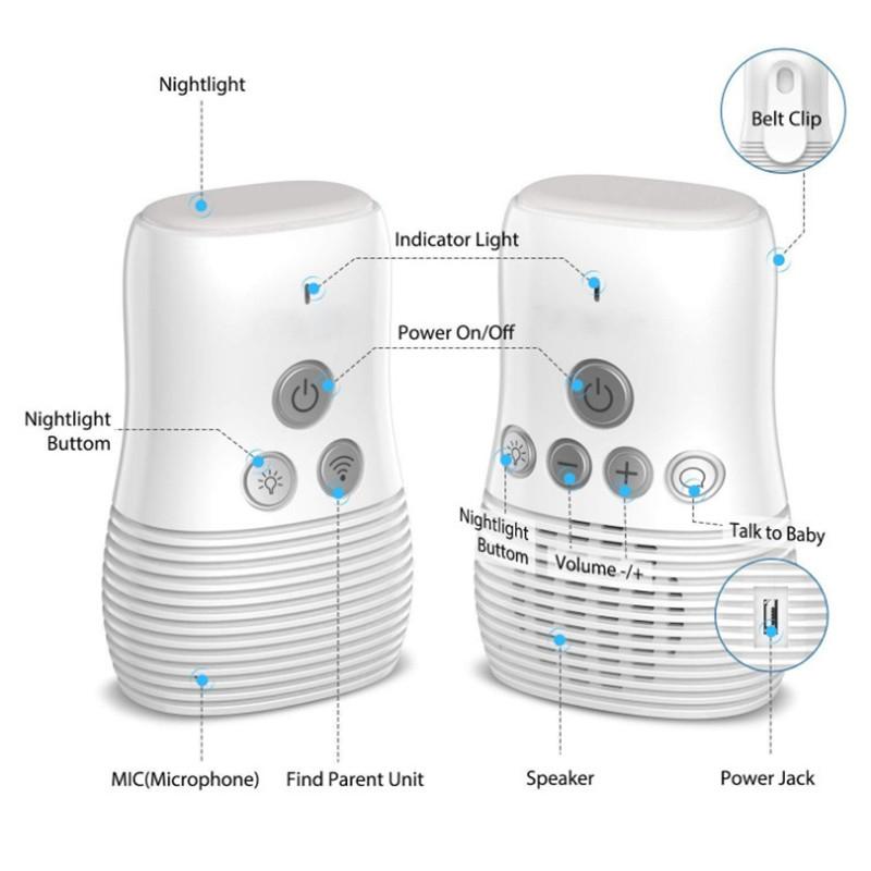 Two-Way Talk Back Baby Monitor With Wireless Audio And Sound Alert