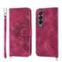 Floral Leather Phone Wallet for Samsung Galaxy z Fold 4 - Embossed - Wine Red