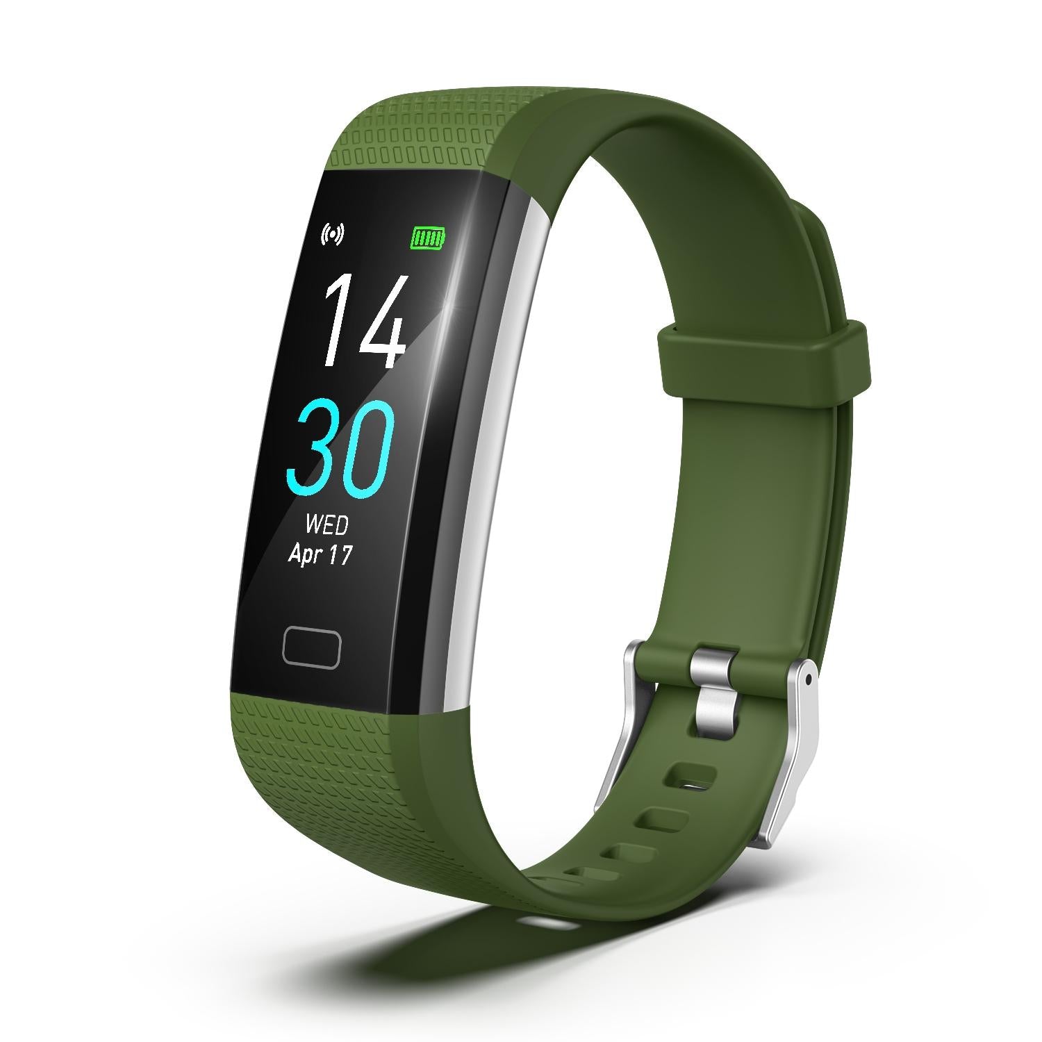 Waterproof Fitness Tracker Watch With Heart Rate Monitor - Army Green