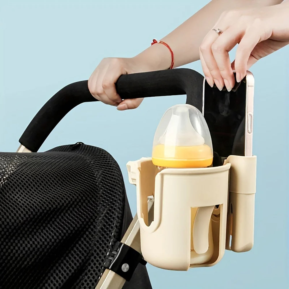 Vibe Geeks Convenient 2-in-1 Stroller Cup and Phone Holder for On-the-go Parenting - White
