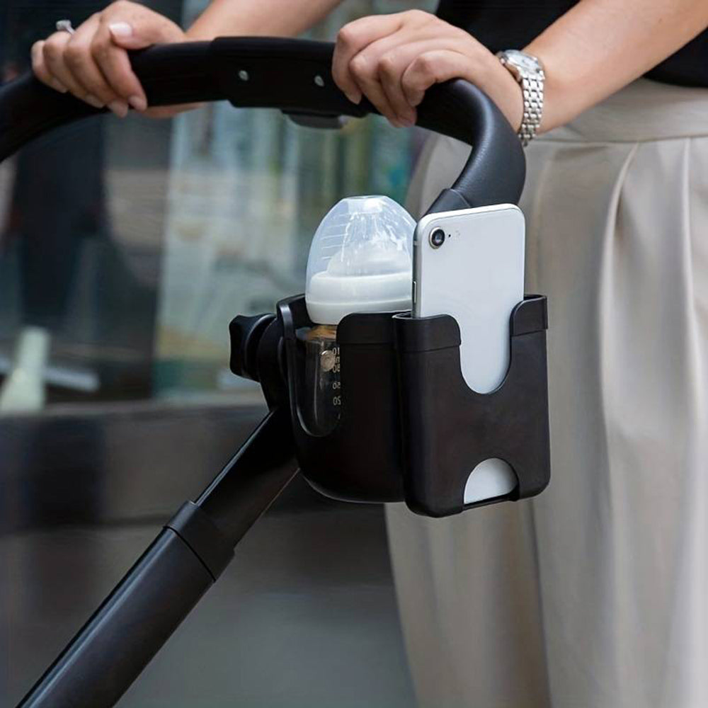 Vibe Geeks Convenient 2-in-1 Stroller Cup and Phone Holder for On-the-go Parenting - White