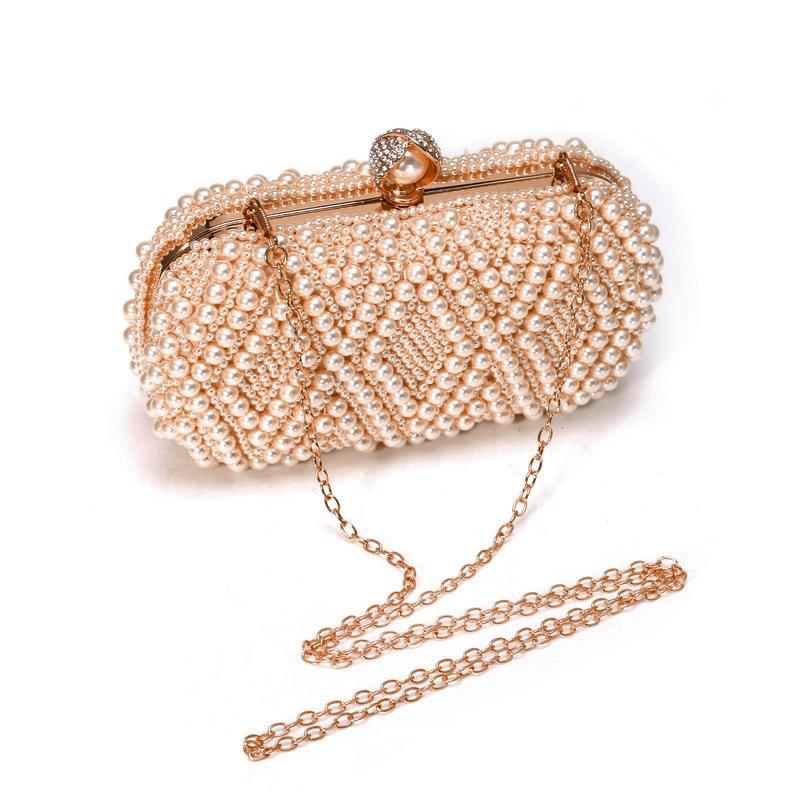 Party Pearl Handbag Women Fashion Crossbody For Banquets & Events - Champagne Gold