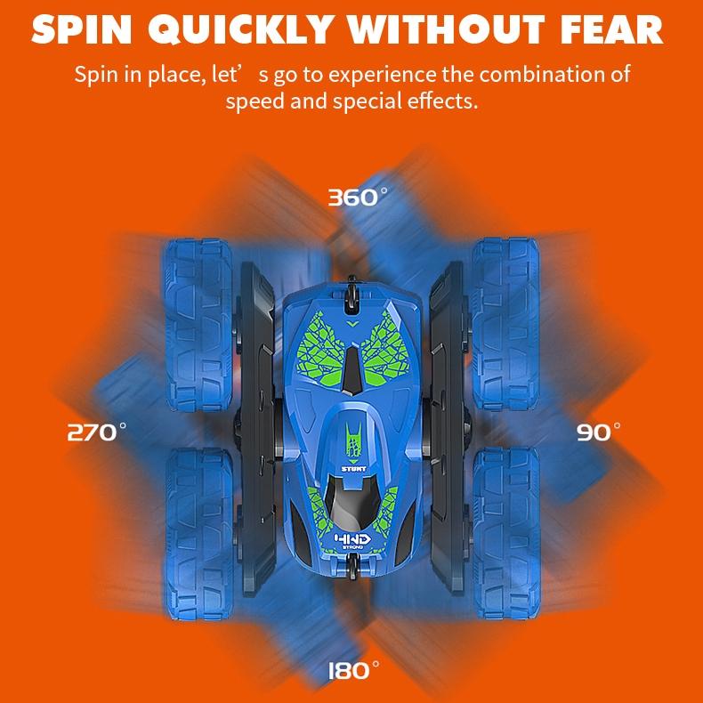 Blue Stunt Tumbling Car Toy with 2.4ghz Remote Control