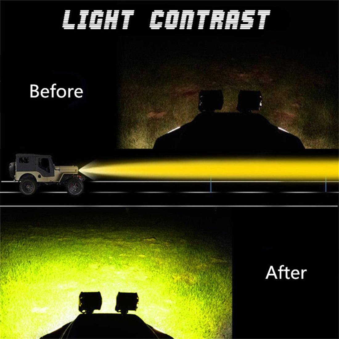 5 Inch 18W 24 Led Waterproof Ip67 Two Bar Modified Off - Road Lights Spotlight Light Car Work Lights Dc 9 - 48V - Yellow