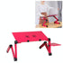 Foldable Laptop Stand With Dual Fans & Mouse Pad - 360 Degree Adjustable - Red