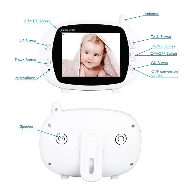 Wireless Baby Monitor With 3.5 Lcd 2.4Ghz Night Vision 2-Way Talk