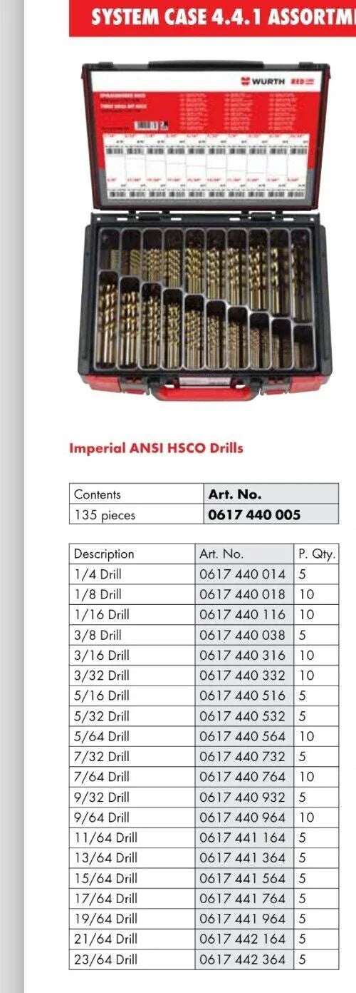 135-Piece Twist Drill Bit Assortment in System Box