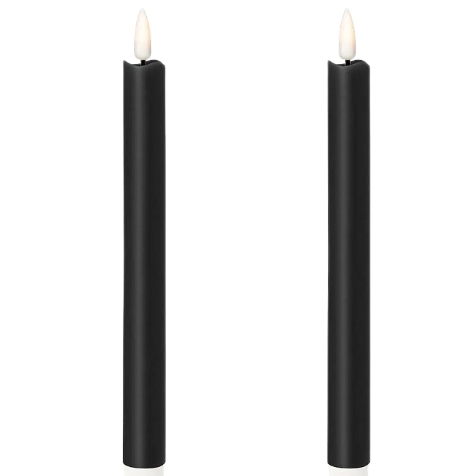 1 Pack of 2 LED Flickering Wax Taper Candles (Battery Operated) in Black