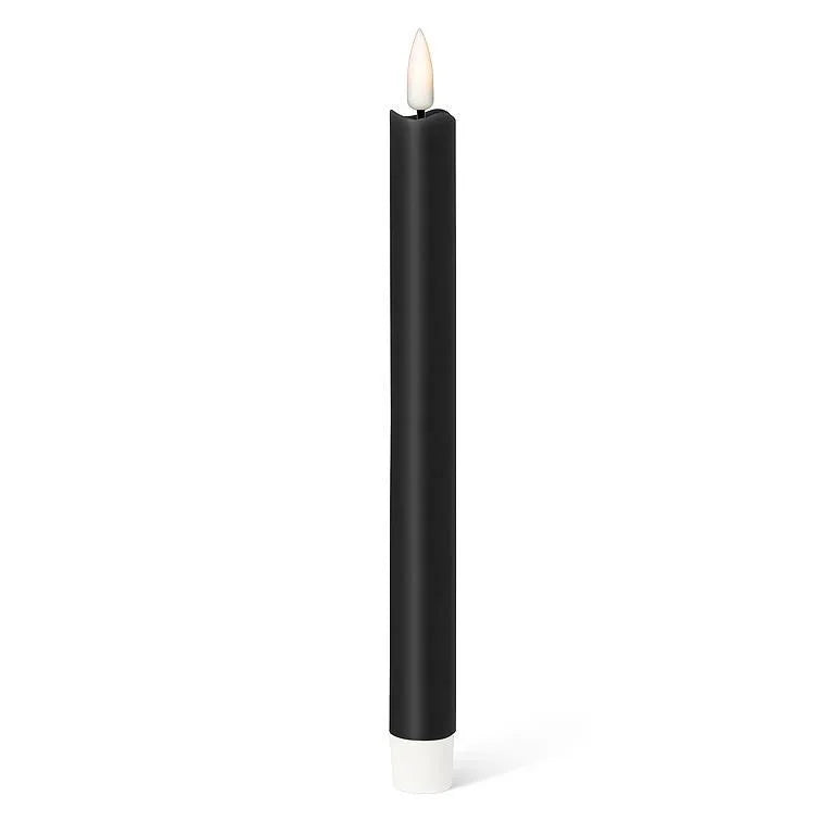 1 Pack of 2 LED Flickering Wax Taper Candles (Battery Operated) in Black