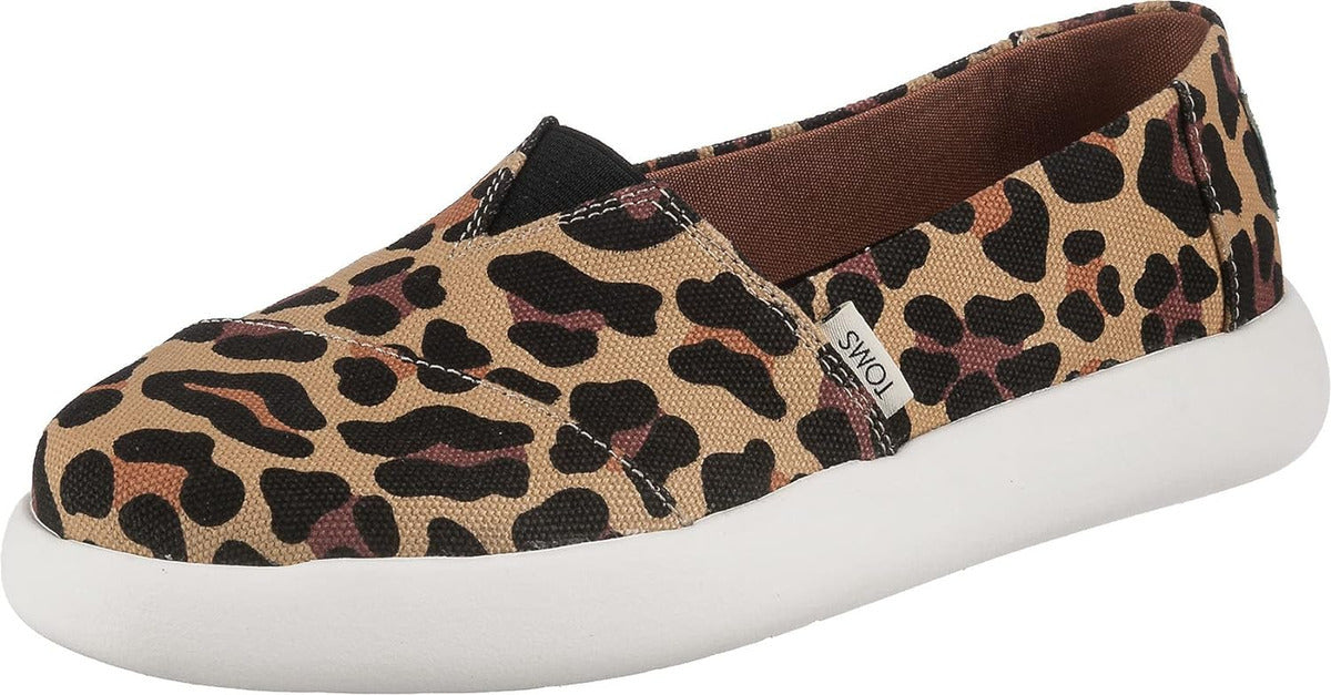 Womens Canvas Slip On Shoes Sneakers Flats Platform Espadrilles - Leopard Print - US 7