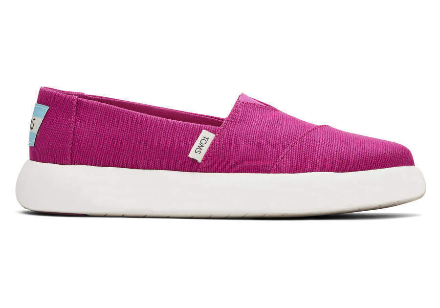 Womens Canvas Slip On Shoes Sneakers Flats Platform Espadrilles - Fuchsia Pink - US 7