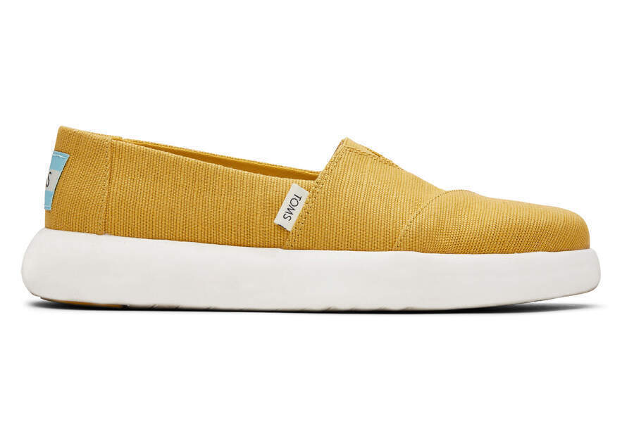 Womens Canvas Slip On Shoes Sneakers Flats Alpargata Espadrilles - Mustard - US 9