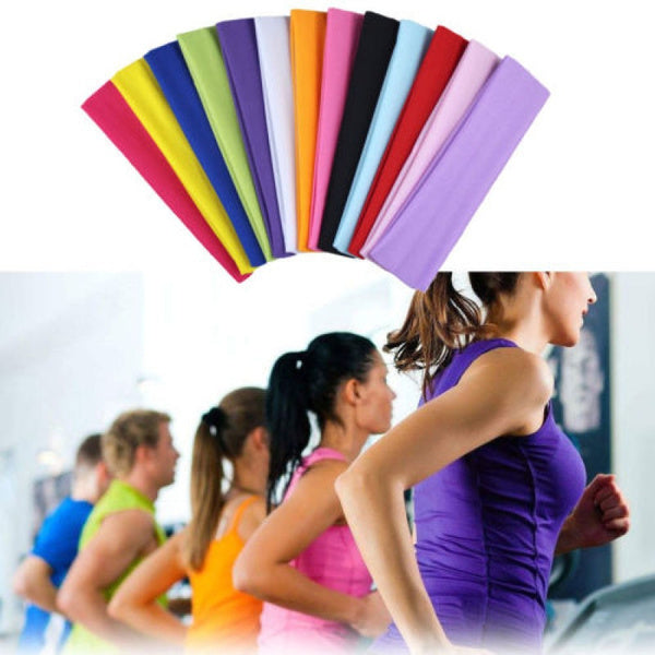 PLAIN HEADBAND Elastic Stretch Sports Yoga Hair Band Unisex 8cm Wide Wrap - Light Pink