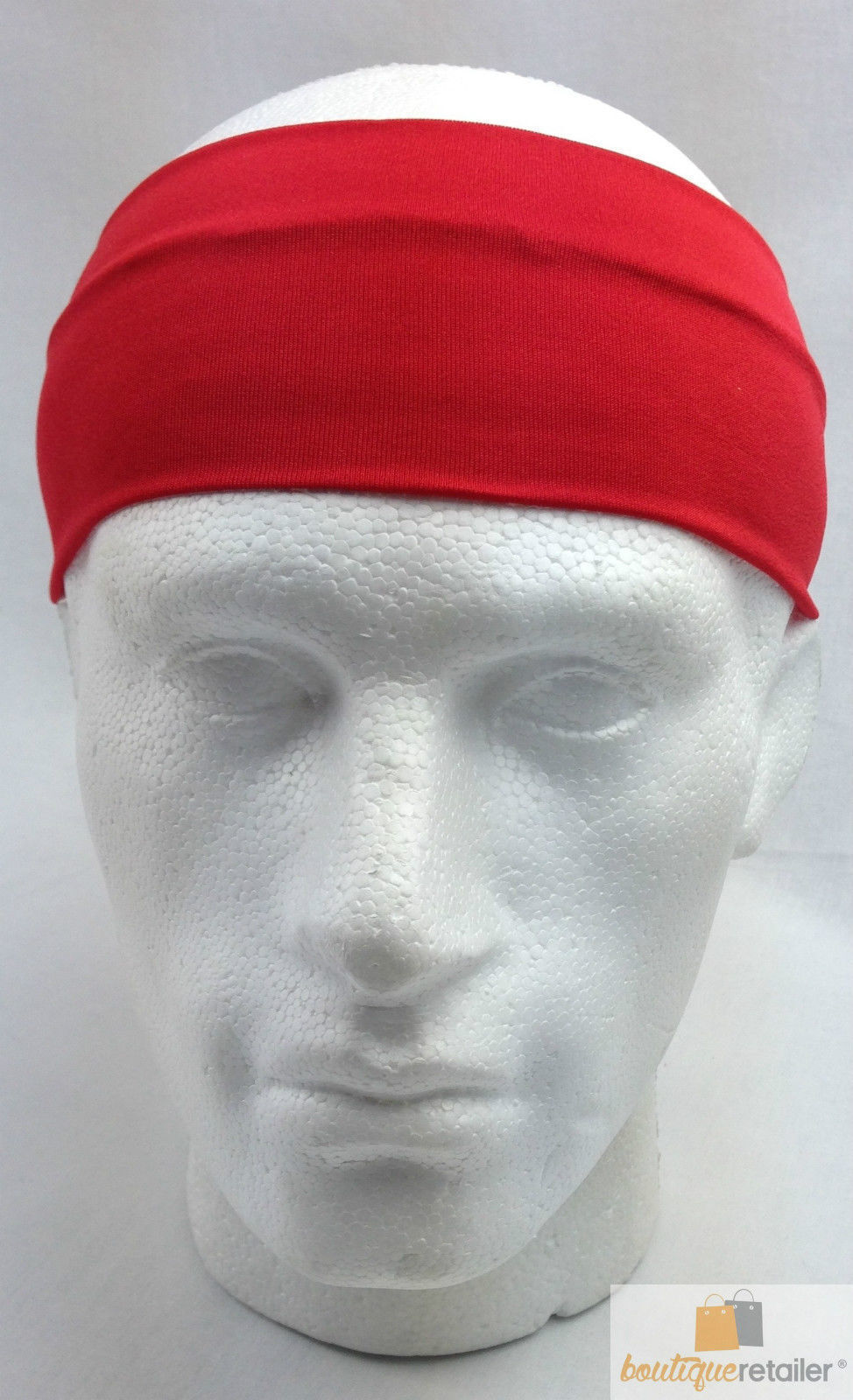 PLAIN HEADBAND Elastic Stretch Sports Yoga Hair Band Unisex 8cm Wide Wrap - Red