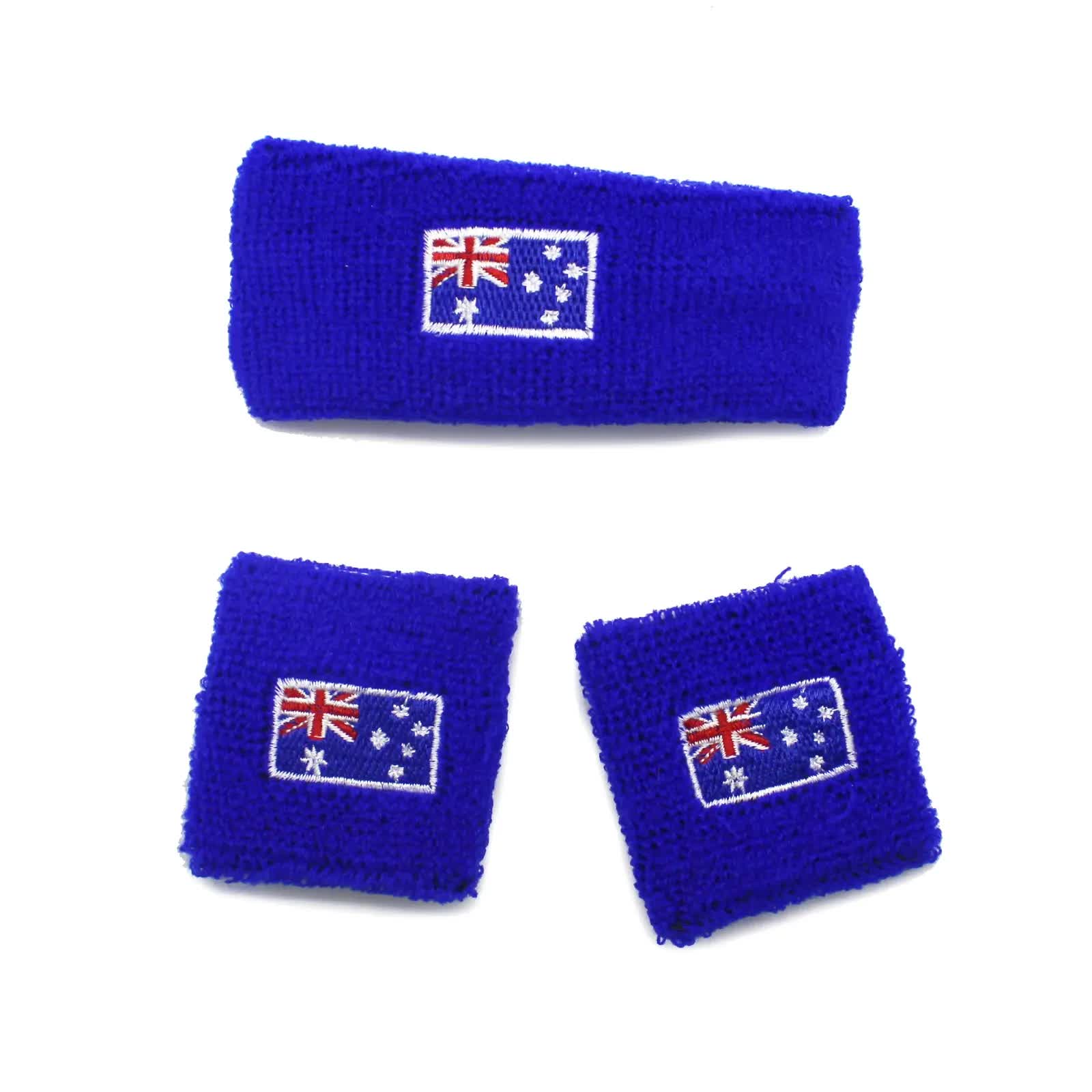 Australia Day Australian Flag Head Hand & Wrist Band Set Sweatband Accessories