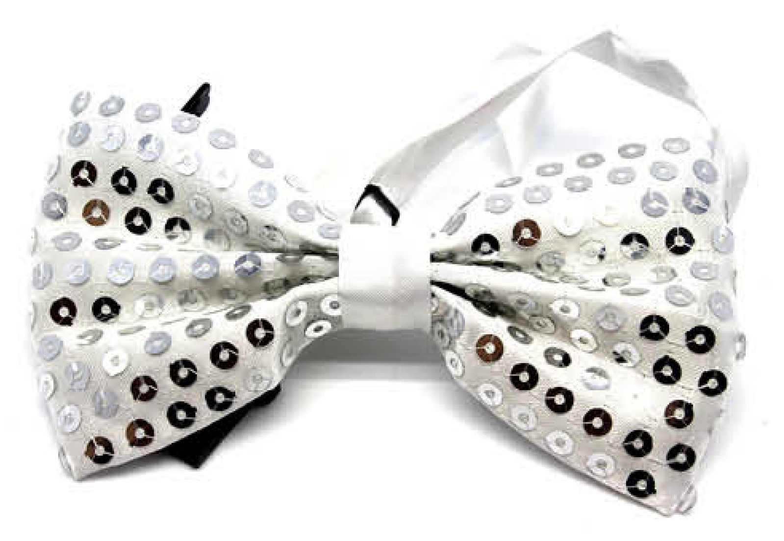 GLITTER SEQUIN BOW TIE Costume Fancy Dress Dance Fancy Shiny Party Bowtie - Silver