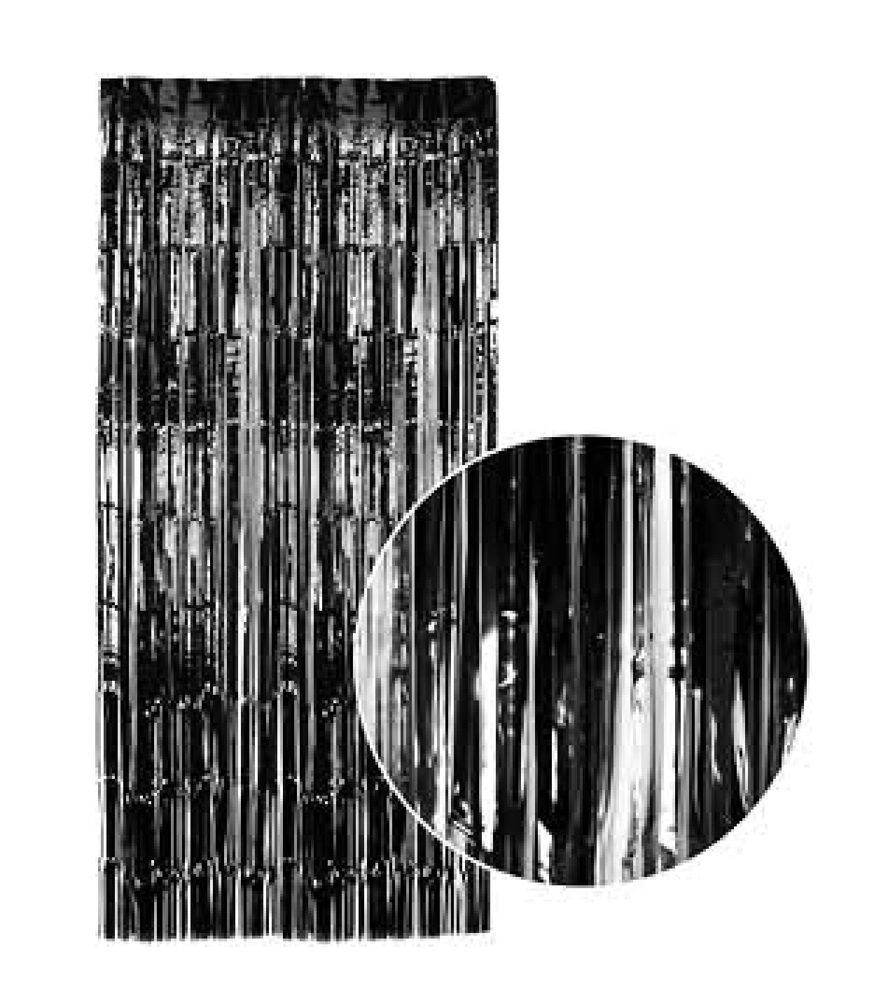 Tinsel Curtain Foil Metallic Fringe Backdrop Party Door Decorations - 200cm x 100cm - Black