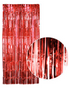 Tinsel Curtain Foil Metallic Fringe Backdrop Party Door Decorations - 200cm x 100cm - Red