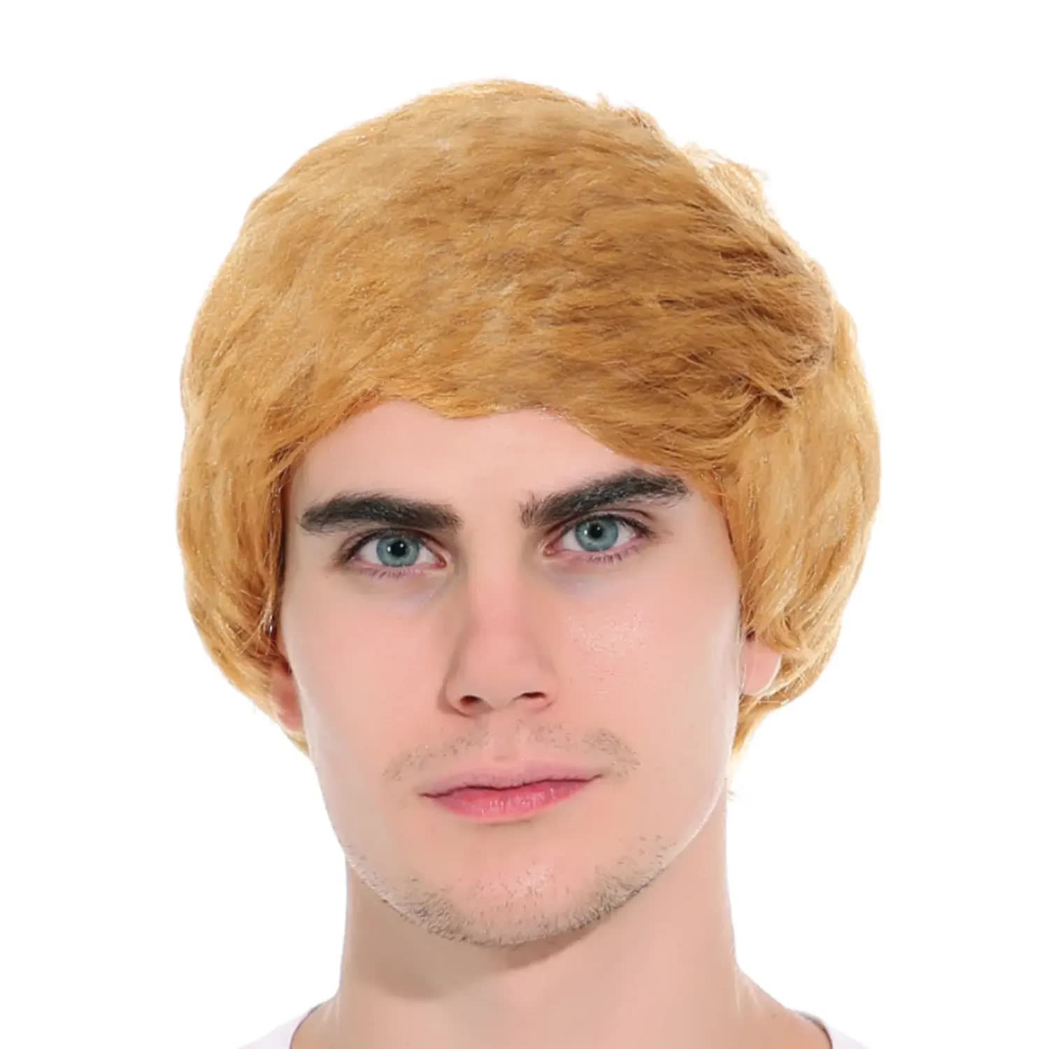 Mens Short Party Wig Costume Party Dress Up Fancy Classic Style in Ginger Blonde