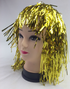 Tinsel Metallic Wig 70s 50s 20s Costume Mens Womens Unisex Disco Fancy Dress Up - Gold/Yellow