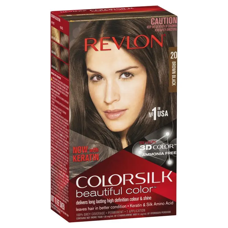 ColorSilk 20 Brown Black Permanent 3D Hair Colour w/ Keratin - Brown/Black