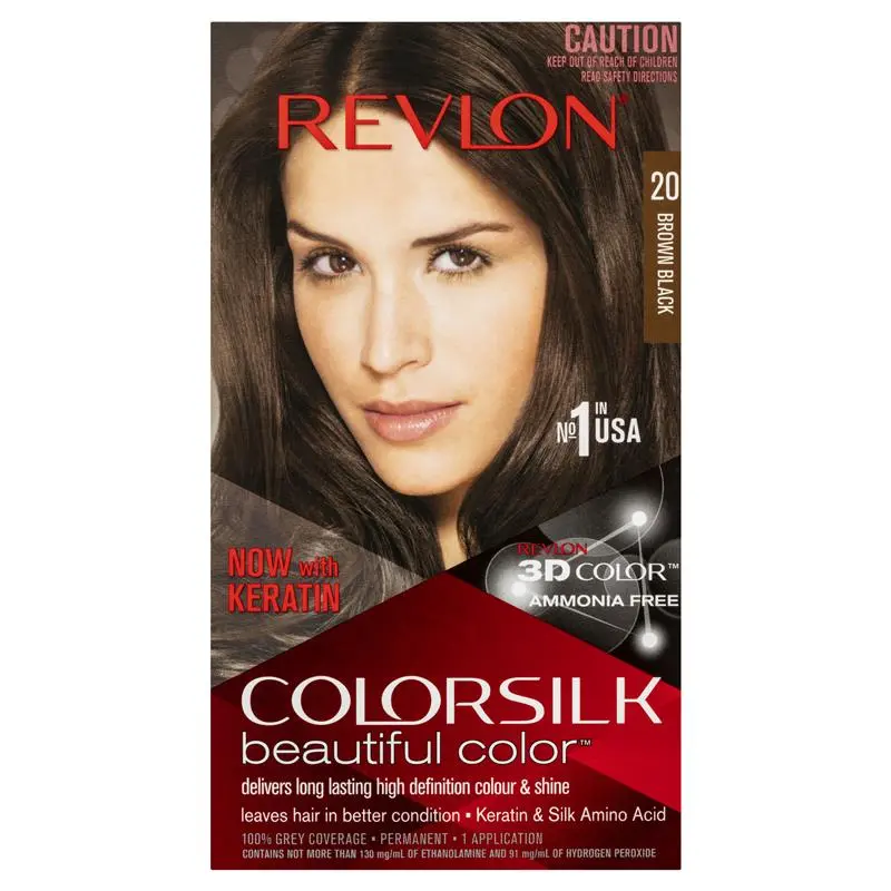 ColorSilk 20 Brown Black Permanent 3D Hair Colour w/ Keratin - Brown/Black