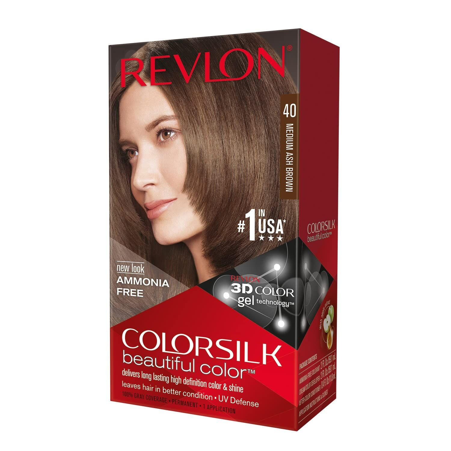ColorSilk Beautiful 3D Permanent Hair Colour Keratin - 40 Medium Ash Brown