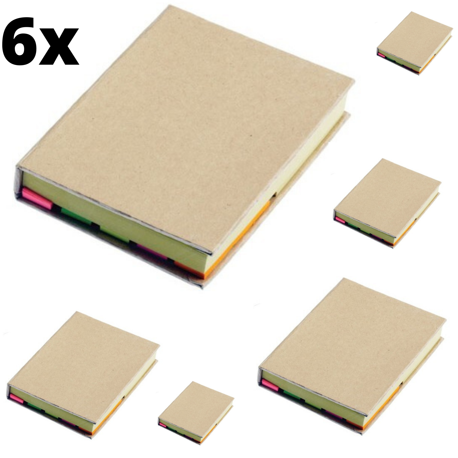 6x Post It Notebook Journal Sketchbook Pad Notepad Note Book - Beige