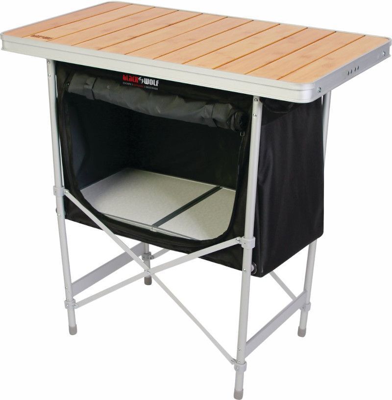 Folding Camp Cupboard Quick Fold For Hiking & Camping - Silver