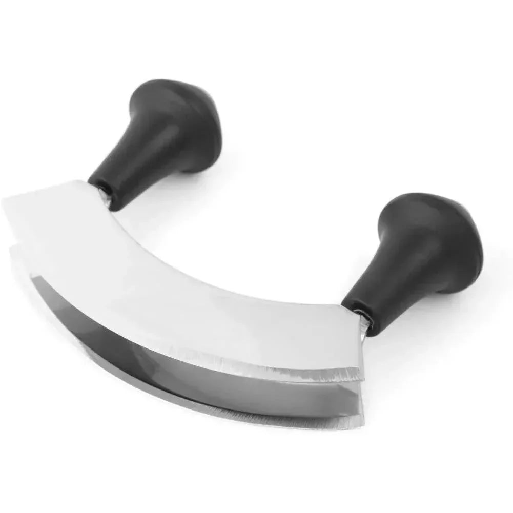 Double Stainless Steel Blade Mezzaluna Chopper Herb Slicer