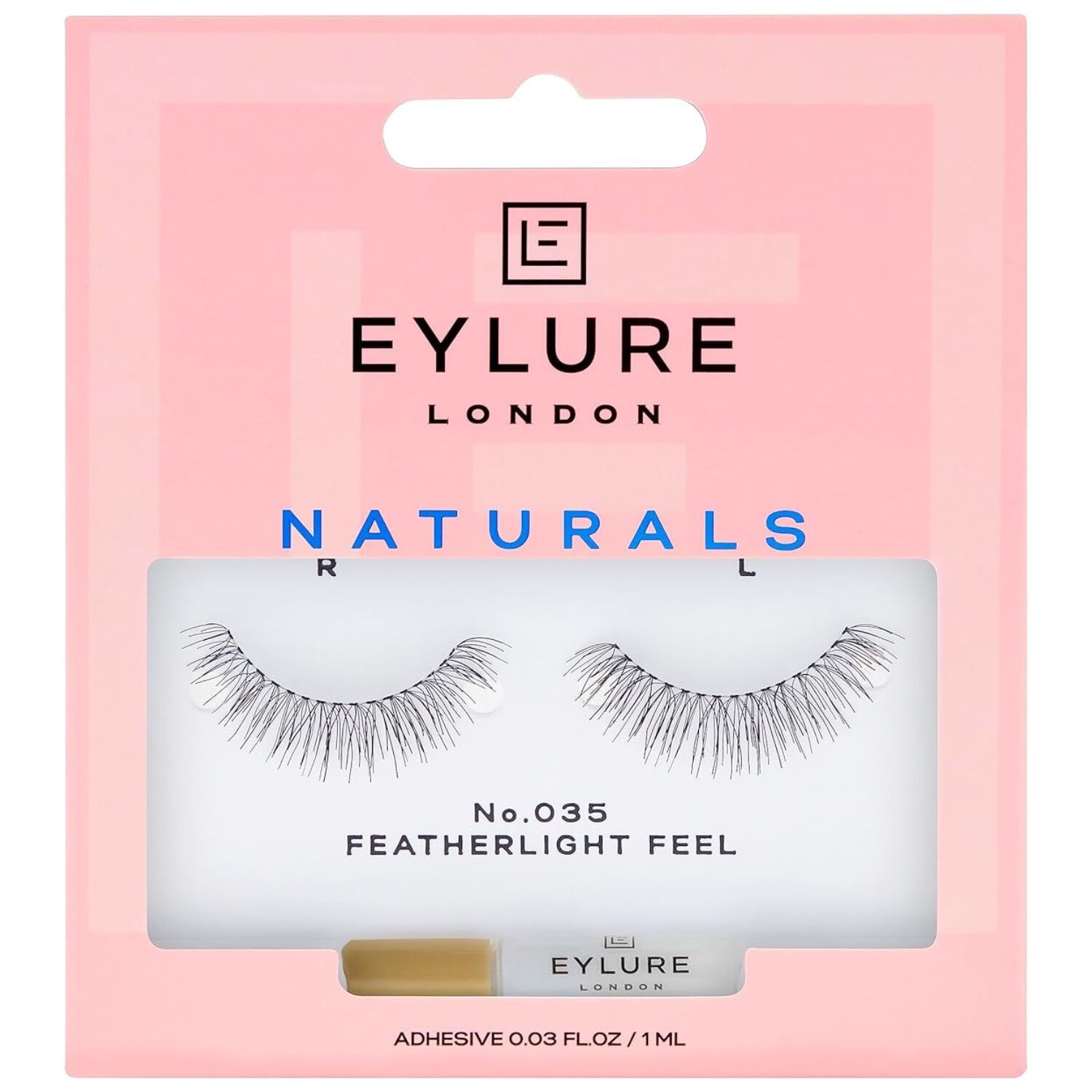 Naturals False Eyelashes Featherlight Feel with Glue Reusable in No.035