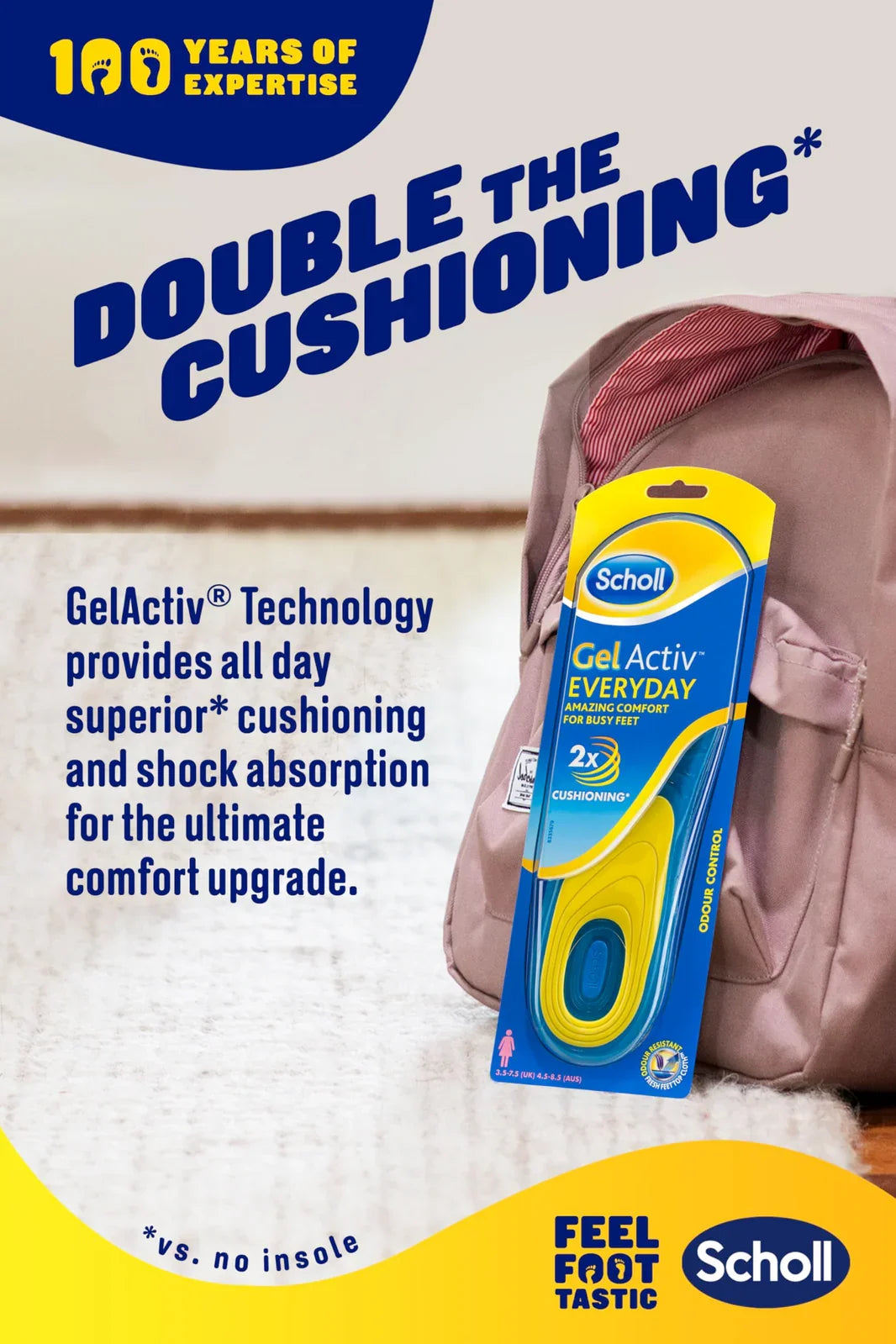 Gel Activ Insoles Everyday Women with Odour Control - One Size