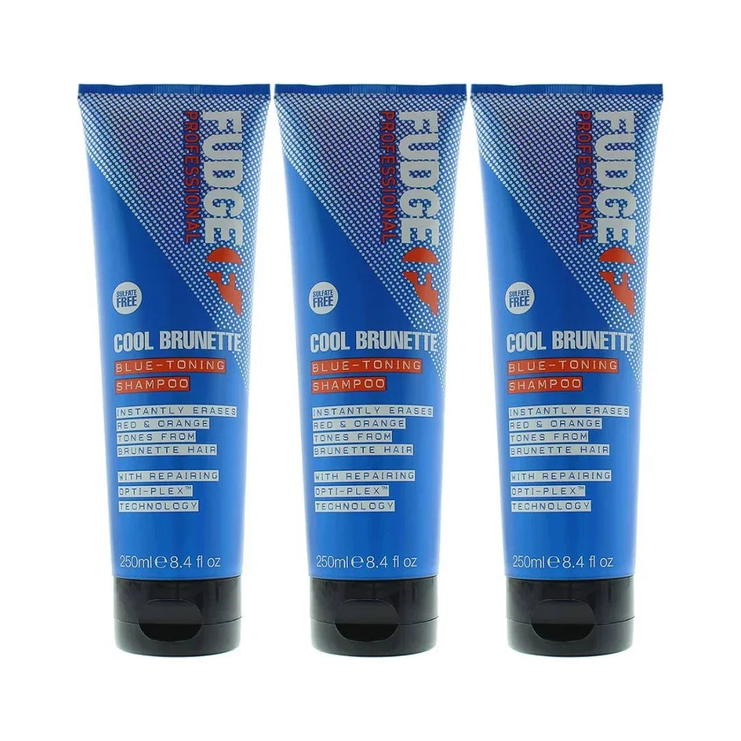 3x  250ml Blue Toning Shampoo - Erases Red & Orange from Cool Brunette Hair