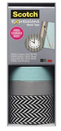 3M Expressions Washi Tape 2 Rolls 15Mm X 10M 1 Roll 30Mm X 10M