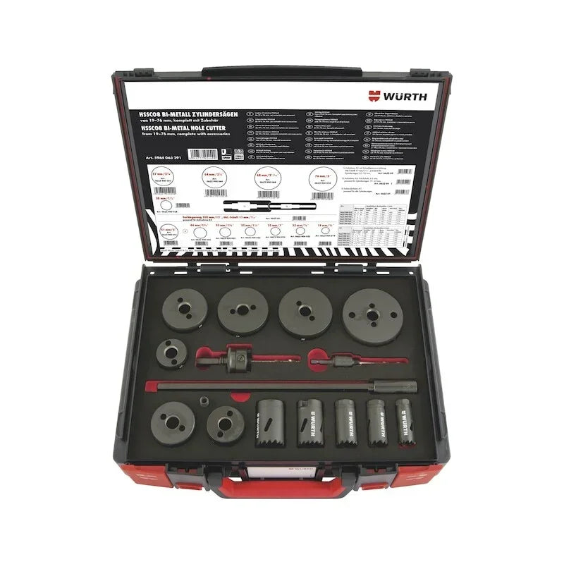 16pcs  Cylinder Hole Saw Assortment Kit HSCO8 SYSKO 19–76 MM