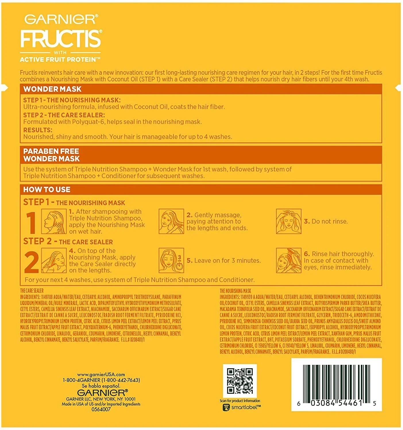 Fructis 15m L X2 Wonder Mask 2 Steps Nourishing Mask + Care Sealer