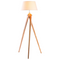 Large Tripod Floor Lamp Linen Shade Modern Bamboo Wooden Retro Twist Light