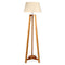 155cm Large Bamboo Wooden Tripod Floor Lamp w Beige Linen Light Shade