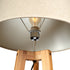 155cm Large Bamboo Wooden Tripod Floor Lamp w Beige Linen Light Shade