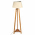 155cm Large Bamboo Wooden Tripod Floor Lamp w Beige Linen Light Shade